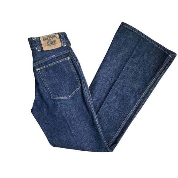 BIG YANK VINTAGE 70s Flare Jeans Sanforized Cotton Indigo dye jeans 28